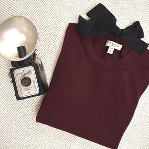 Burberry 💚 Burgundy Sweater with Black Bow
